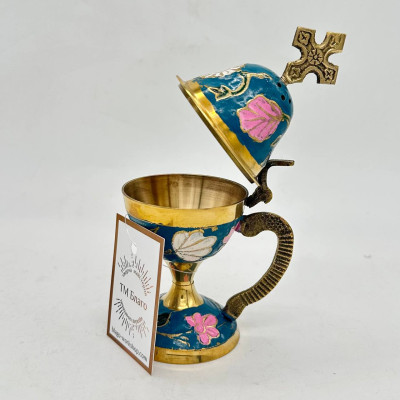 Кадильница ручная расписанная цветной эмалью, 8х14см