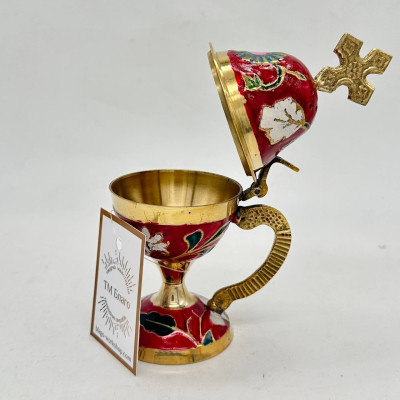 Кадильница ручная расписанная цветной эмалью, 8х14см