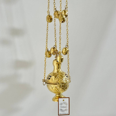 Кадило середнє кругле з чеканкою, 8х19 см