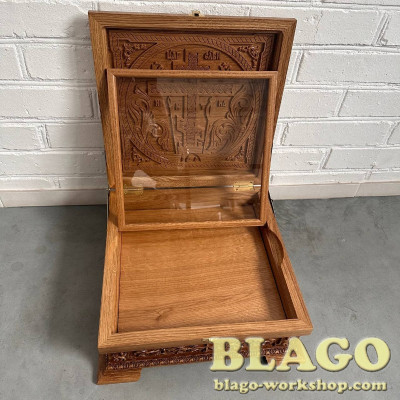  Ковчег для святих мощей дерев'яний різьблений, 38х38х15 см