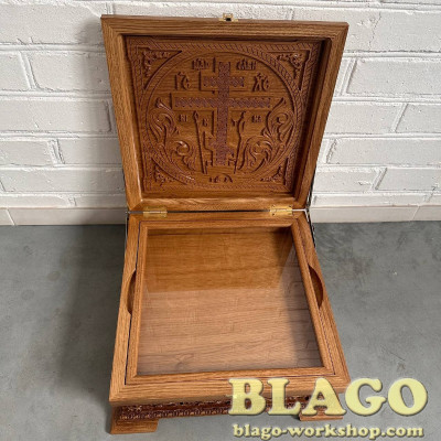  Ковчег для святих мощей дерев'яний різьблений, 38х38х15 см