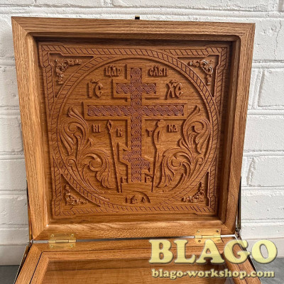  Ковчег для святих мощей дерев'яний різьблений, 38х38х15 см