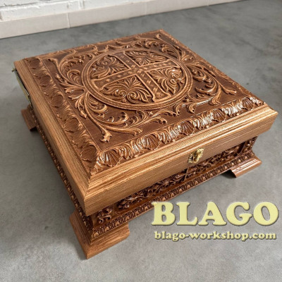  Ковчег для святих мощей дерев'яний різьблений, 38х38х15 см
