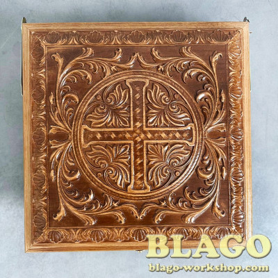  Ковчег для святих мощей дерев'яний різьблений, 38х38х15 см