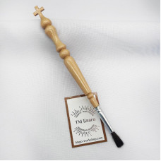 Anointing stick (brush) wooden with a cross, 20 cm