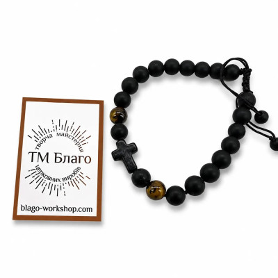 Orthodox beaded bracelet with a cross (model 9-6)