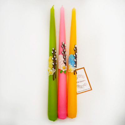  Candle with Easter decoration in color 32 cm