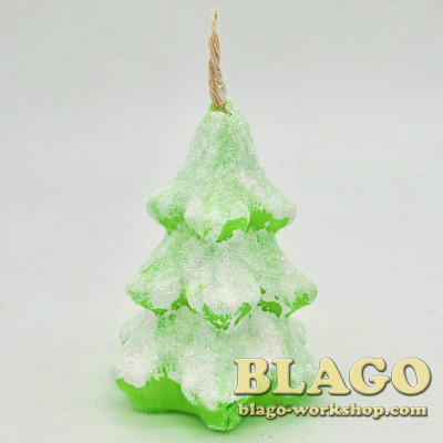 Свічка декоратвина новорічна ялинка зелена з блискітками, 7,5 см