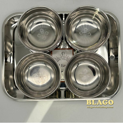 Набір для запивки 4 чаши 100 мл, з тацею 20х15 см Набір для запивки 4 чаши 100 мл, з тацею 20х15 см