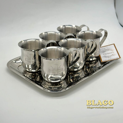 Набір для запивки 6 чашок, 90мл з тацею 20х16 см