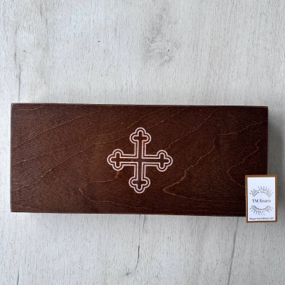 Набір копіє з ебонітовими ручками і гравіюванням в дерев'яному футлярі