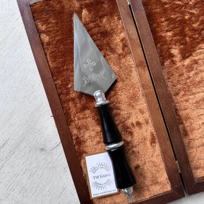 Набір копіє з ебонітовими ручками і гравіюванням в дерев'яному футлярі