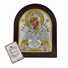 Ікона арочна грецька Семистрільна (Пом'якшення злих сердець) 15х18 см