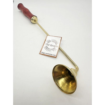 Brass candle extinguisher with wooden handle, with hook 4x38 cm