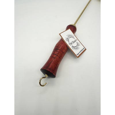 Brass candle extinguisher with wooden handle, with hook 4x38 cm