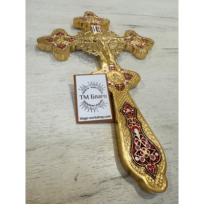 Хрест напрестольний з емаллю, 19,5х30,5 см