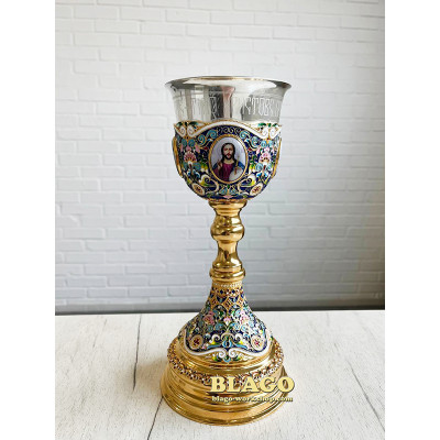 Brass chalice with gilding and silver plating, 600 ml