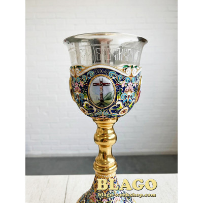 Brass chalice with gilding and silver plating, 600 ml