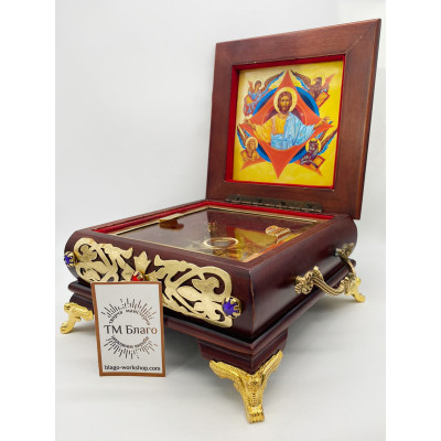 Ковчег дерев'яний для частинок святих мощей, 18х18х10 см