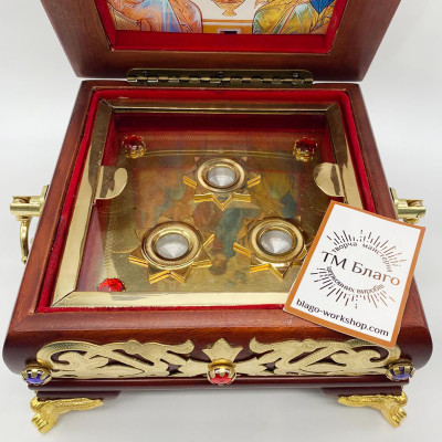 Wooden ark for particles of holy relics, 18x18x10 cm