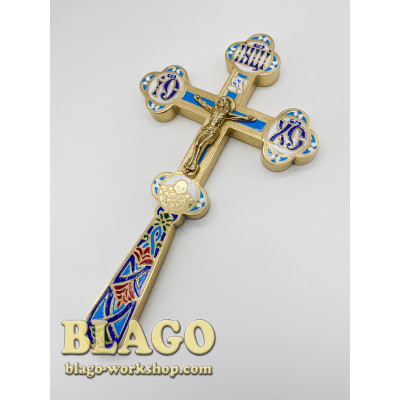 Cross trebny figured brass, enamel, 12x22cm