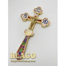 Cross trebny figured brass, enamel, 12x22cm