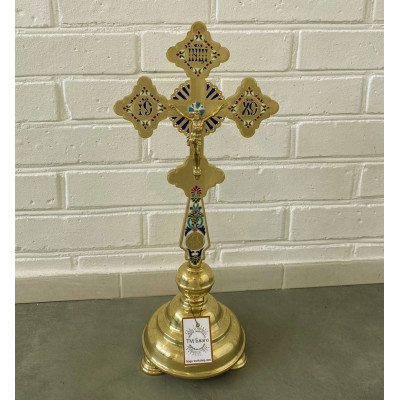 Крест напрестольный латунный на подставке 22х49 см