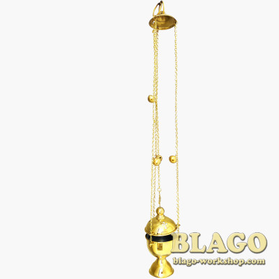 Кадило малое латунное, не лакированное, 8х18|64 см