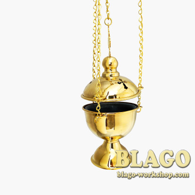 Кадило малое латунное, не лакированное, 8х18|64 см