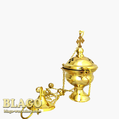 Кадило середнє латунне, не лаковане, 10х20|64 см