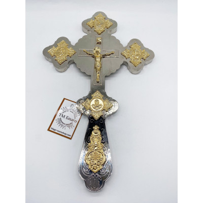 Хрест напрестольний фігурний покритий нікелем, 20х32,5 см