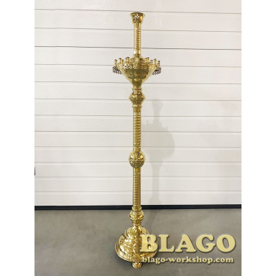 Підсвічник на 24 свічки 1 лампаду латунний, 28х28х134 см