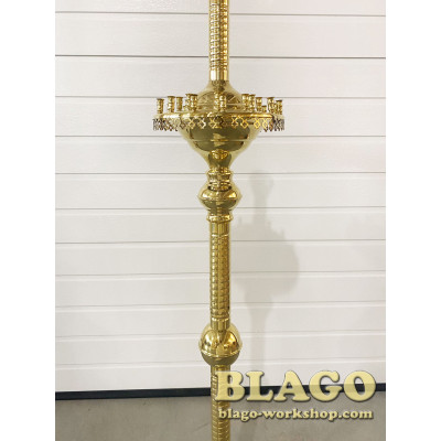 Підсвічник на 24 свічки 1 лампаду латунний, 28х28х134 см