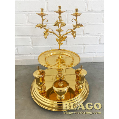 Блюдо литийное (всенощное) латунное, 37х43 см