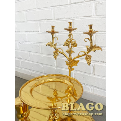 Блюдо литийное (всенощное) латунное, 37х43 см