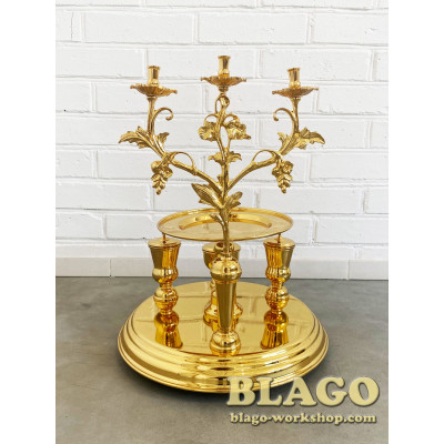 Блюдо литийное (всенощное) латунное, 37х43 см