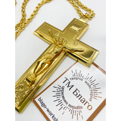 Brass pectoral cross, 6.5x11 cm