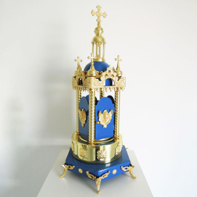 Tabernacle brass bluewithout cap, 35х35х73 cm