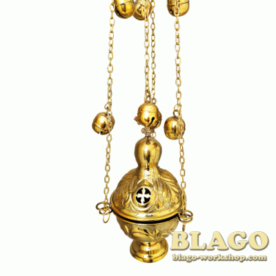 Кадило середнє кругле з чеканкою, 8х19 см