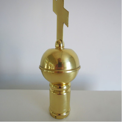 Brass tops on the banner with a cross, 10x30 cm