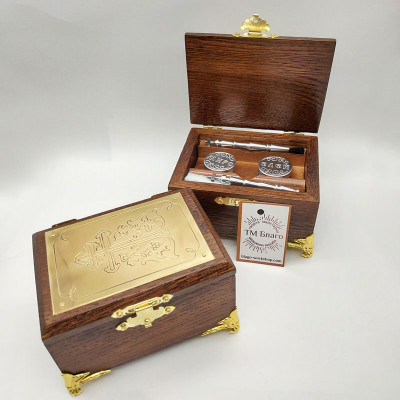 Крестильный ящик деревянный с металлической накладкой, 12х9х7,5 см