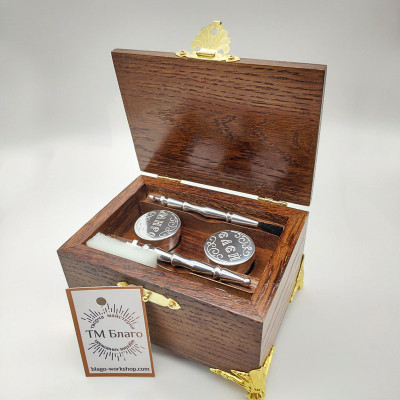 Крестильный ящик деревянный с металлической накладкой, 12х9х7,5 см