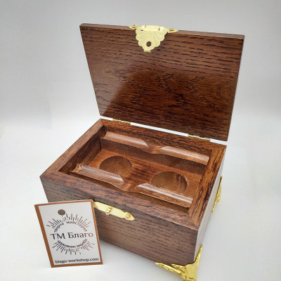 Крестильный ящик деревянный с металлической накладкой, 12х9х7,5 см