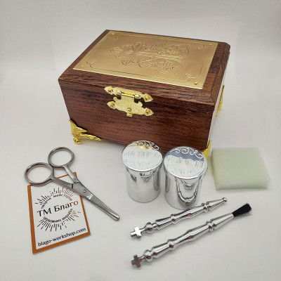 Крестильный ящик деревянный с металлической накладкой, 12х9х7,5 см