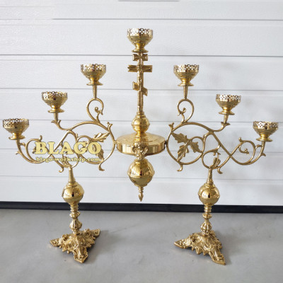 Семисвечник напрестольный латунный, 90х74 см