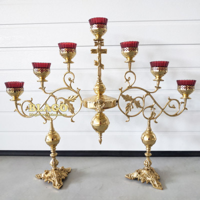 Семисвечник напрестольный латунный, 90х74 см