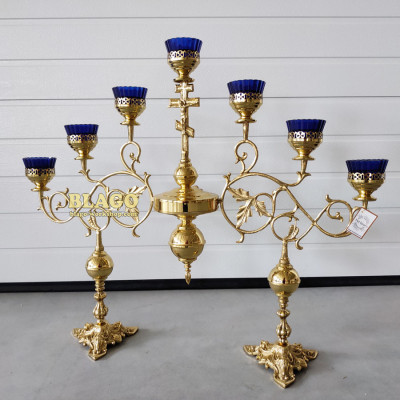 Семисвечник напрестольный латунный, 90х74 см