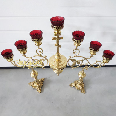 Семисвечник напрестольный латунный, 90х74 см