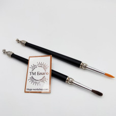 Пензлик (стрючица) для помазання, дерев'яна ручка, 19 см