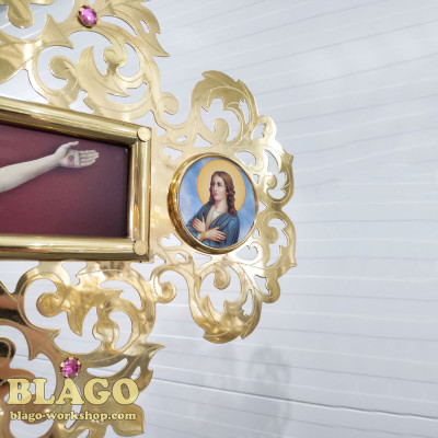 Хрест запрестольний латунний з камінням двосторонній №1, 72х90 см